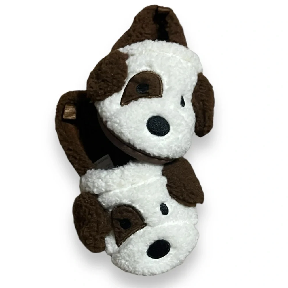 2 Pairs- Wonder Nation Plush Puppy Dog Kids Toddler Size 5-6 Slippers